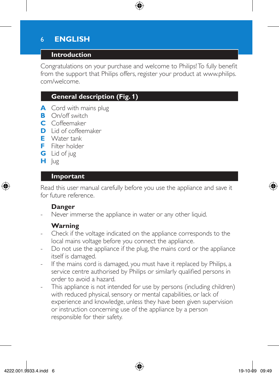 Philips HD7446 User Manual | Page 6 / 140