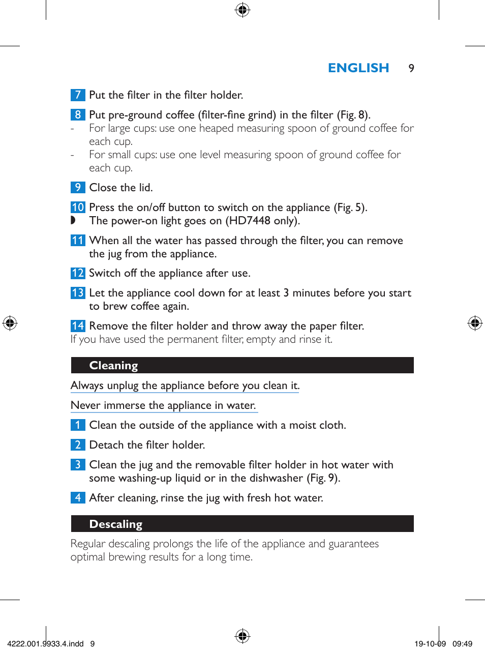 Philips HD7446 User Manual | Page 9 / 140