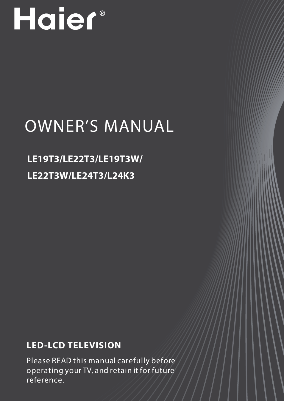 Owner’s manual | haier L24K3 User Manual | Page 2 / 26