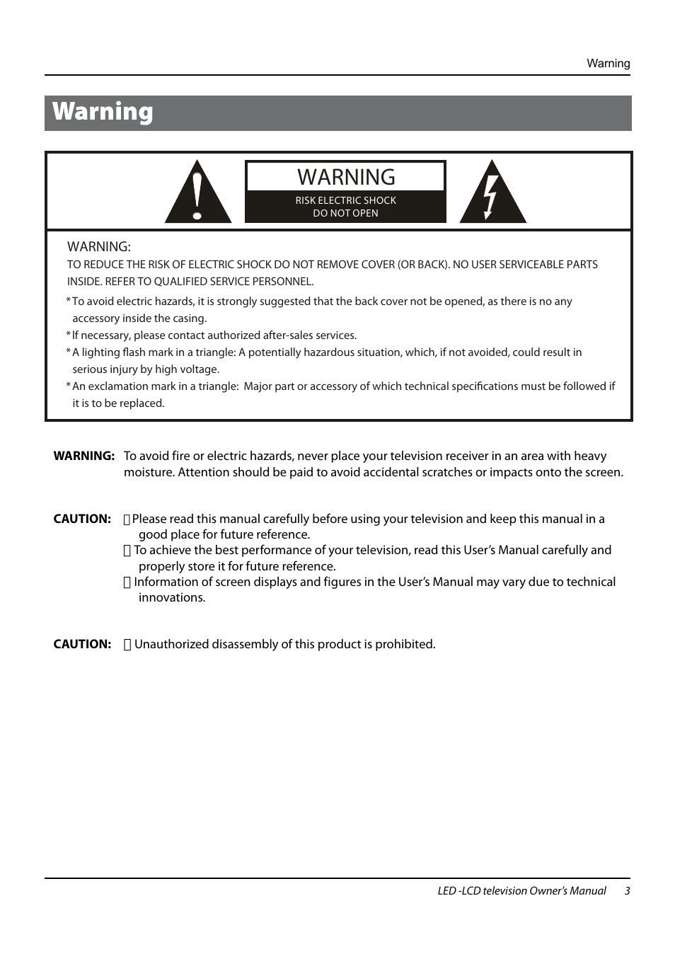 Warning | haier L24K3 User Manual | Page 4 / 26