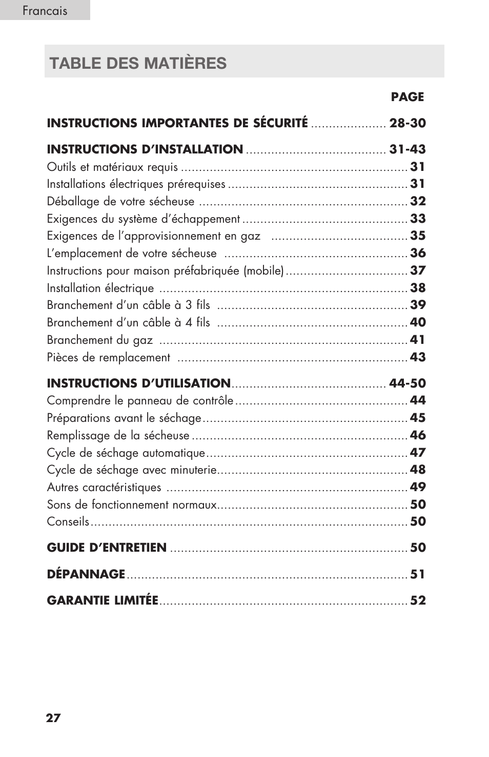 haier Gas & Electric Dryer RDE/RDG 350AW User Manual | Page 28 / 80