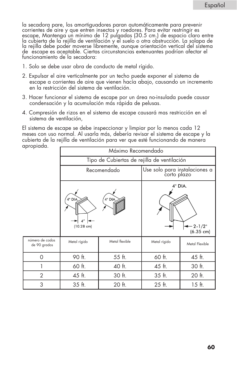 Español | haier Gas & Electric Dryer RDE/RDG 350AW User Manual | Page 61 / 80