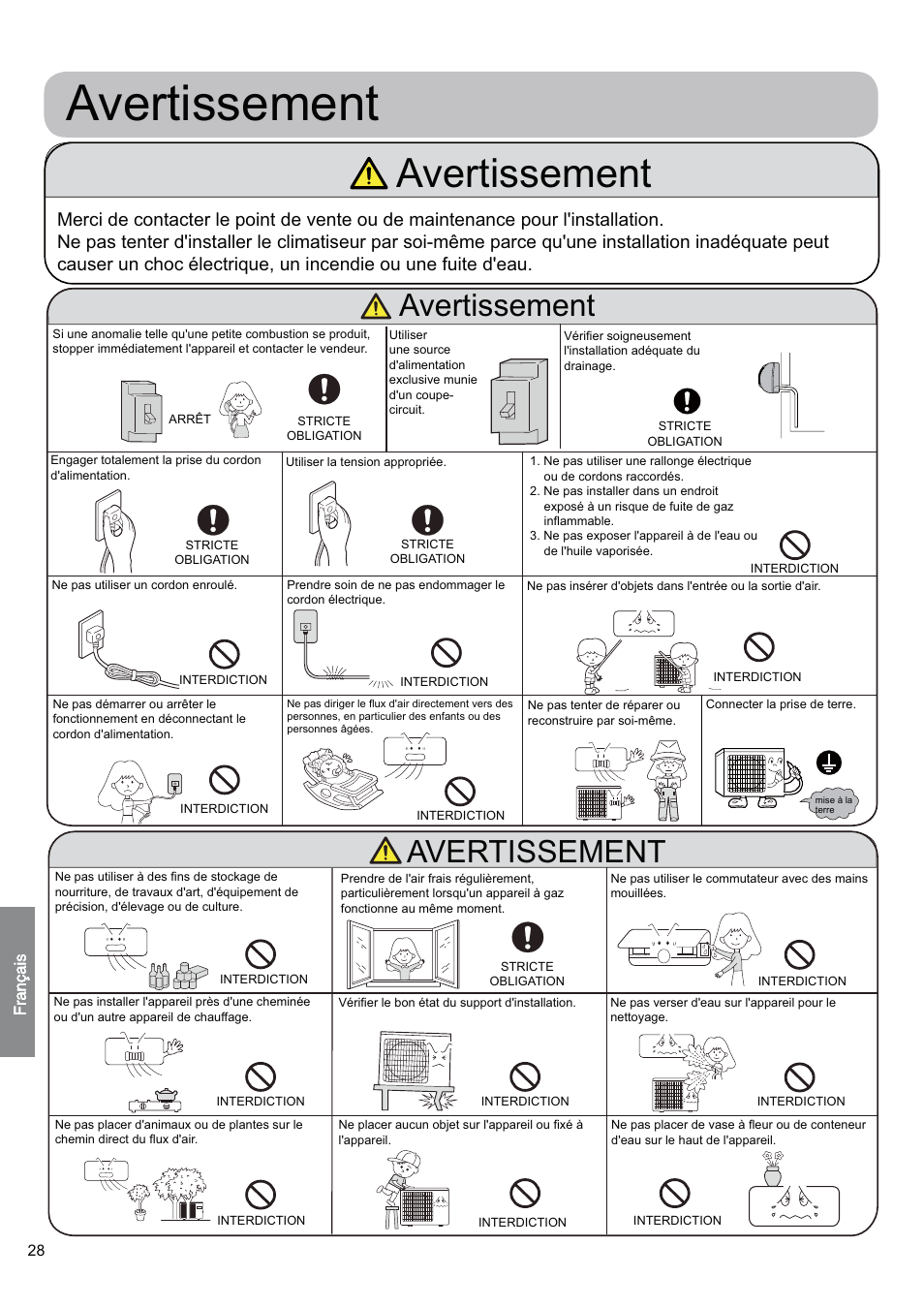 Avertissement | haier 0010530627 User Manual | Page 28 / 29