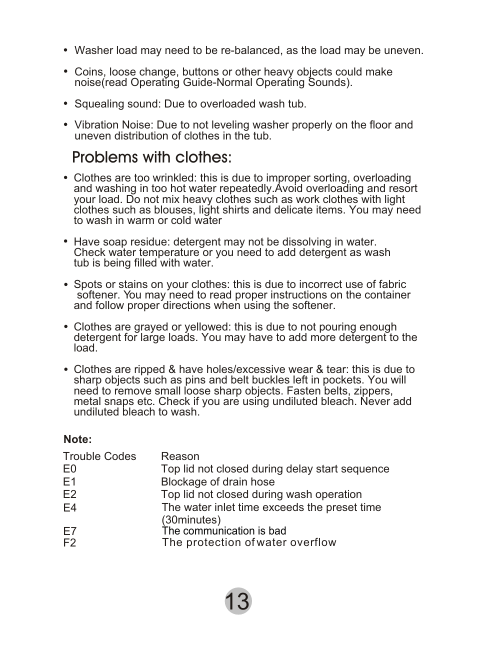 Problems with clothes | haier HWM90DD User Manual | Page 14 / 20