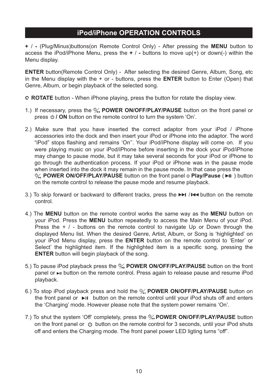 Ipod/iphone operation controls | haier IPDS-10 User Manual | Page 11 / 17