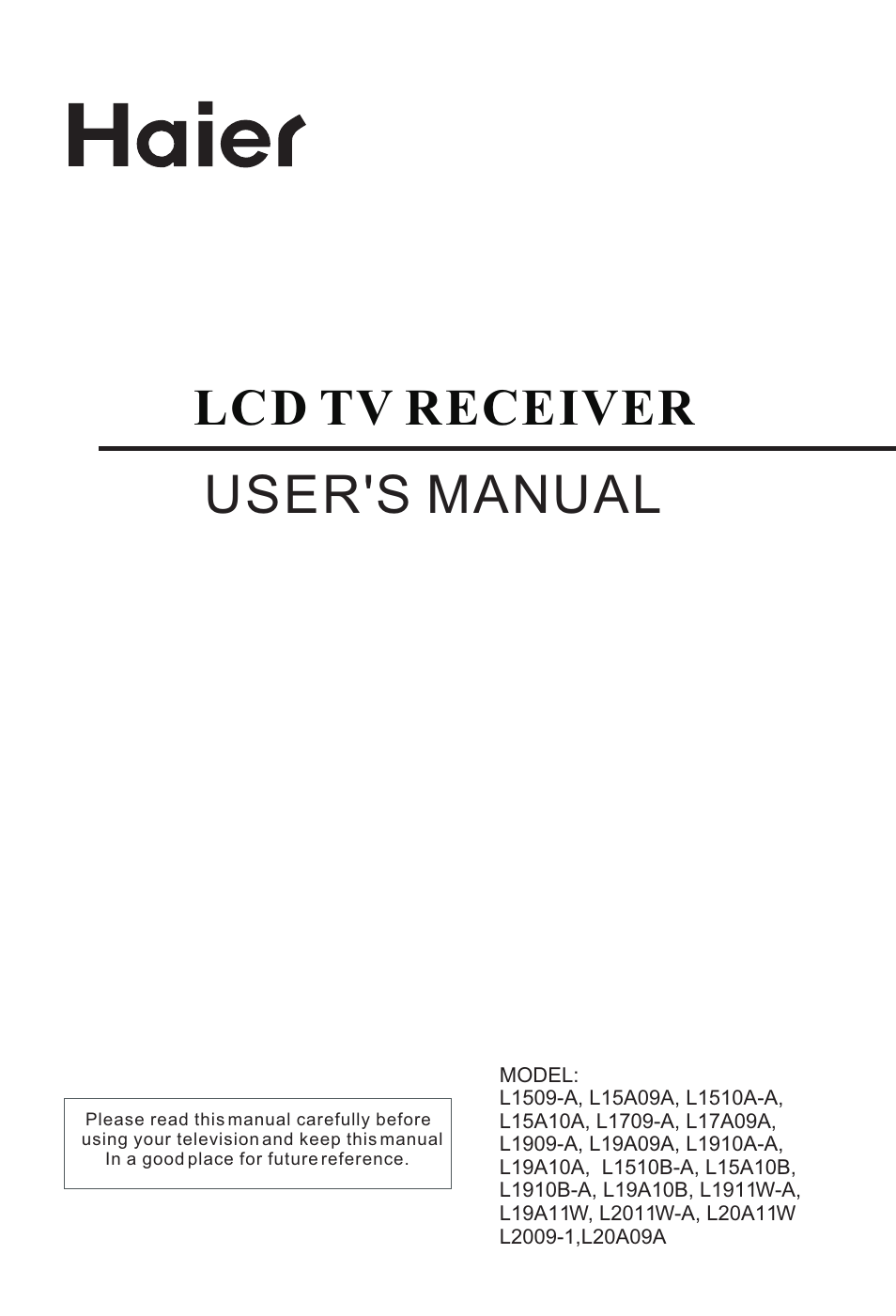 haier L15A09A User Manual | 26 pages
