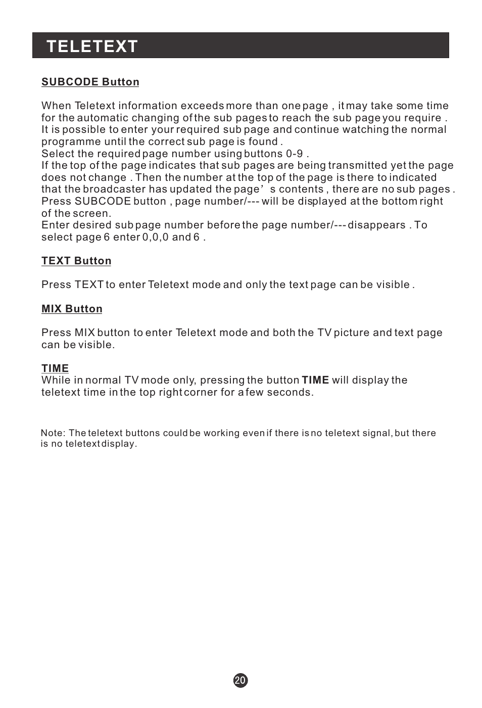 Teletext | haier L15A09A User Manual | Page 23 / 26