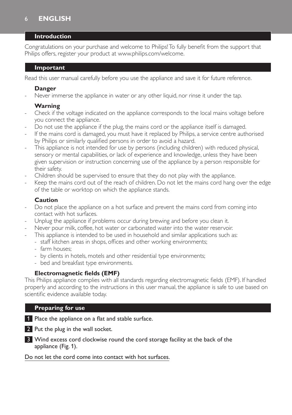 English, English 6 | Philips HD7140  RU User Manual | Page 6 / 58