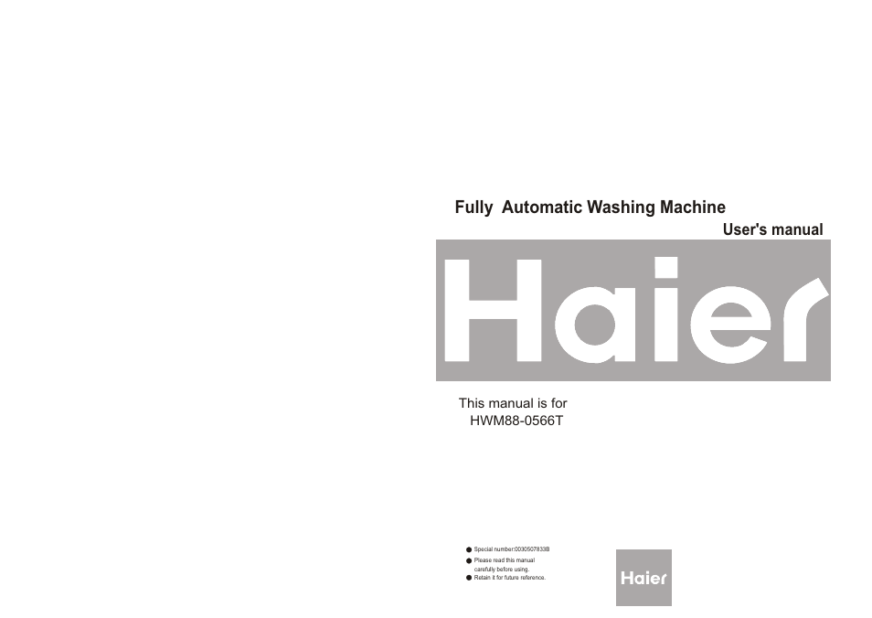 haier HWM88-0566T User Manual | 10 pages