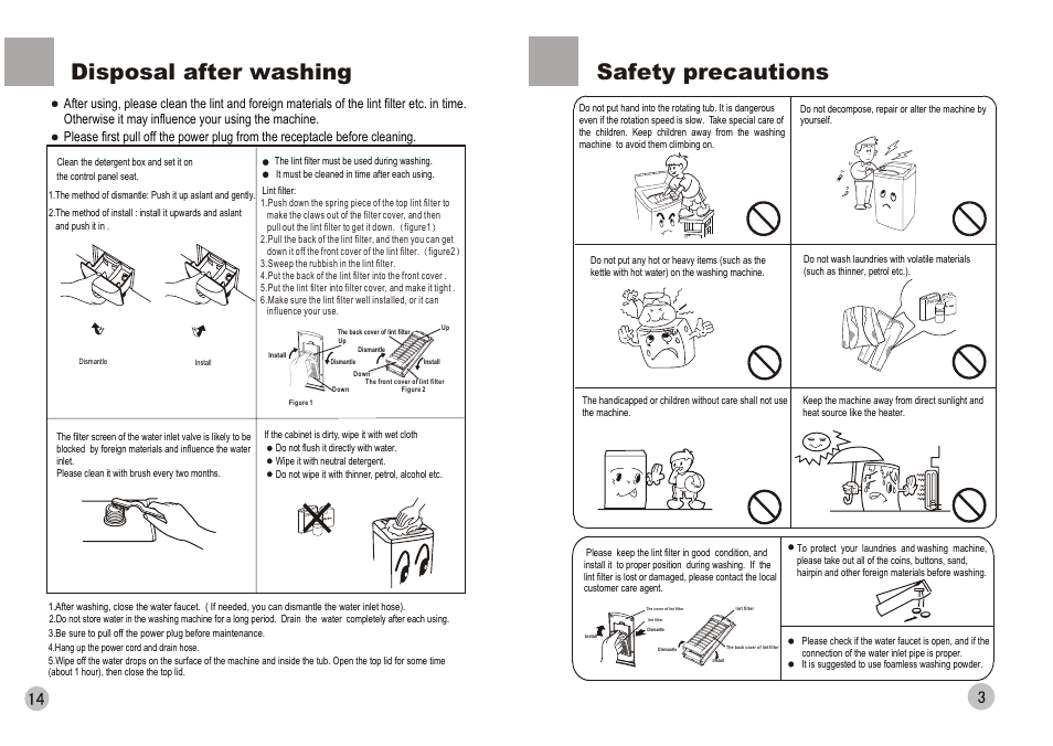 Disposal after washing safety precautions | haier HWM88-0566T User Manual | Page 5 / 10