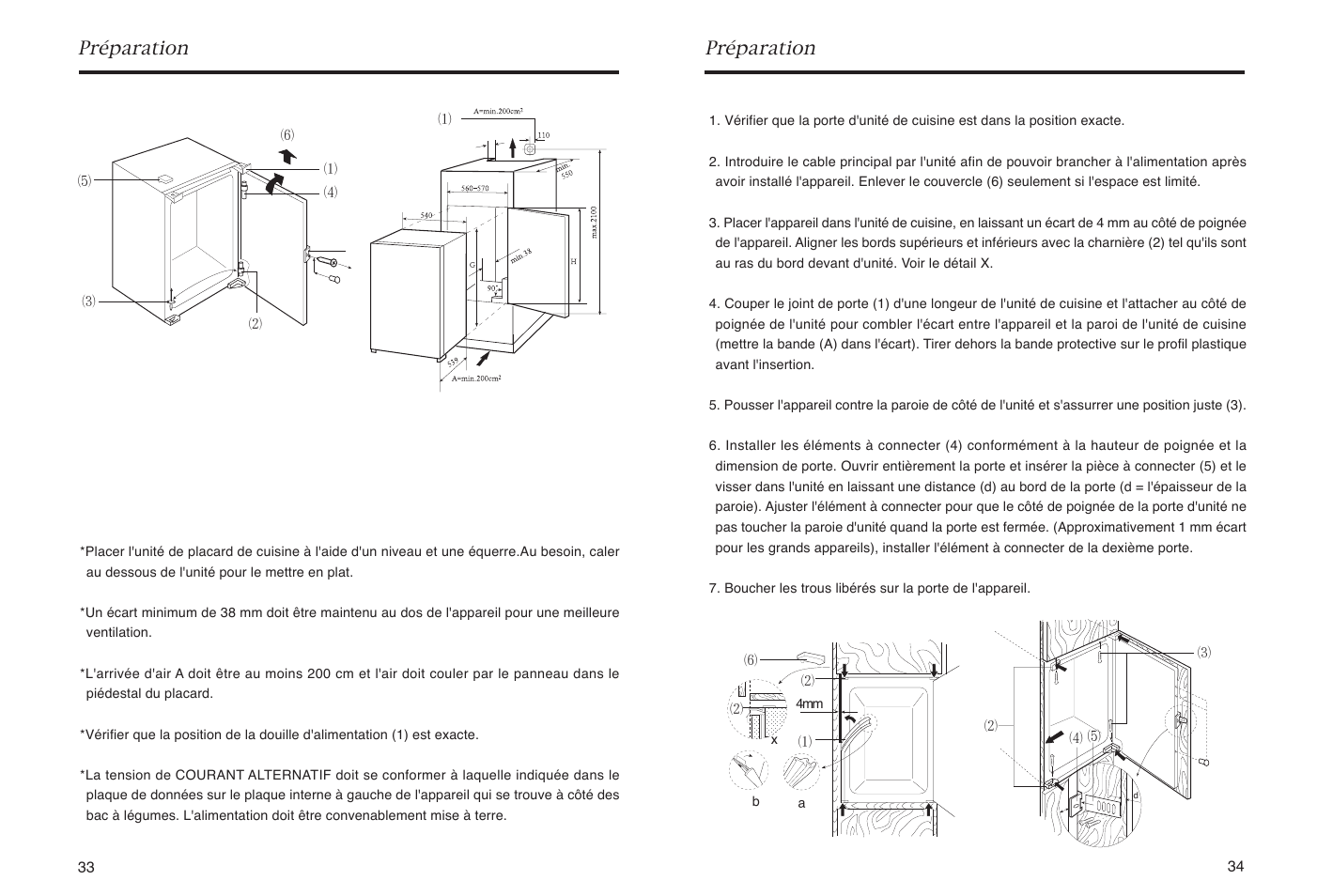 Ventilation (fig.b), Préparation, Fig.a) (fig.b) | Installation (fig.c), Fig.c) | haier HR-165 User Manual | Page 19 / 30