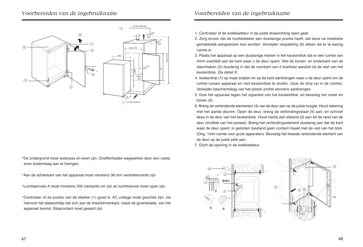 Figuur b) installatie (figuur c), Voorbereiden van de ingebruikname (figuur c) | haier HR-165 User Manual | Page 26 / 30