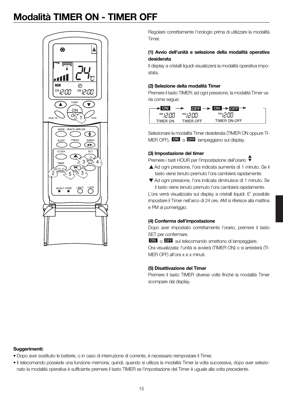 Modalità timer on - timer off | haier 0010552537 User Manual | Page 72 / 109