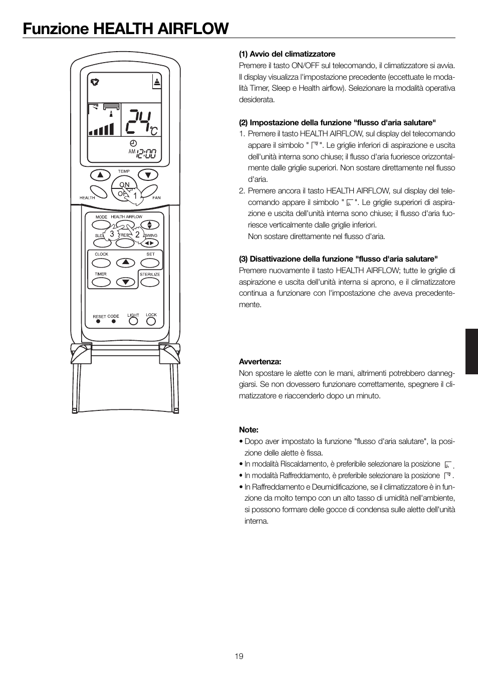 Funzione health airflow | haier 0010552537 User Manual | Page 76 / 109