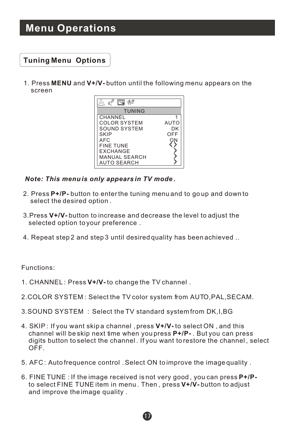 Т³гж 19, Menu operations | haier L1910B-A User Manual | Page 19 / 25