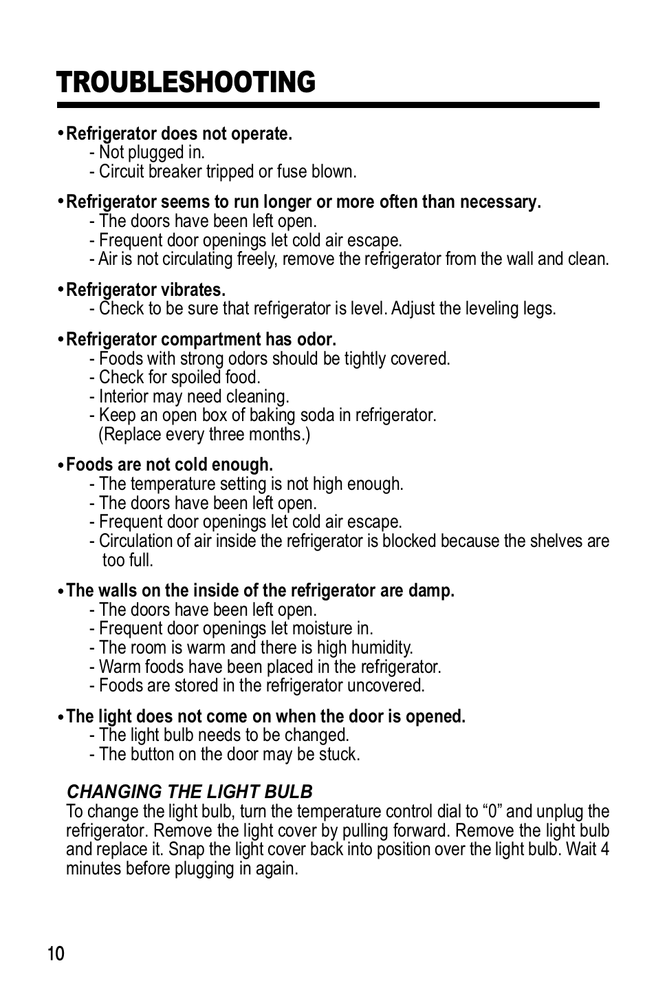 Troubleshooting | haier HRF-350U User Manual | Page 10 / 10