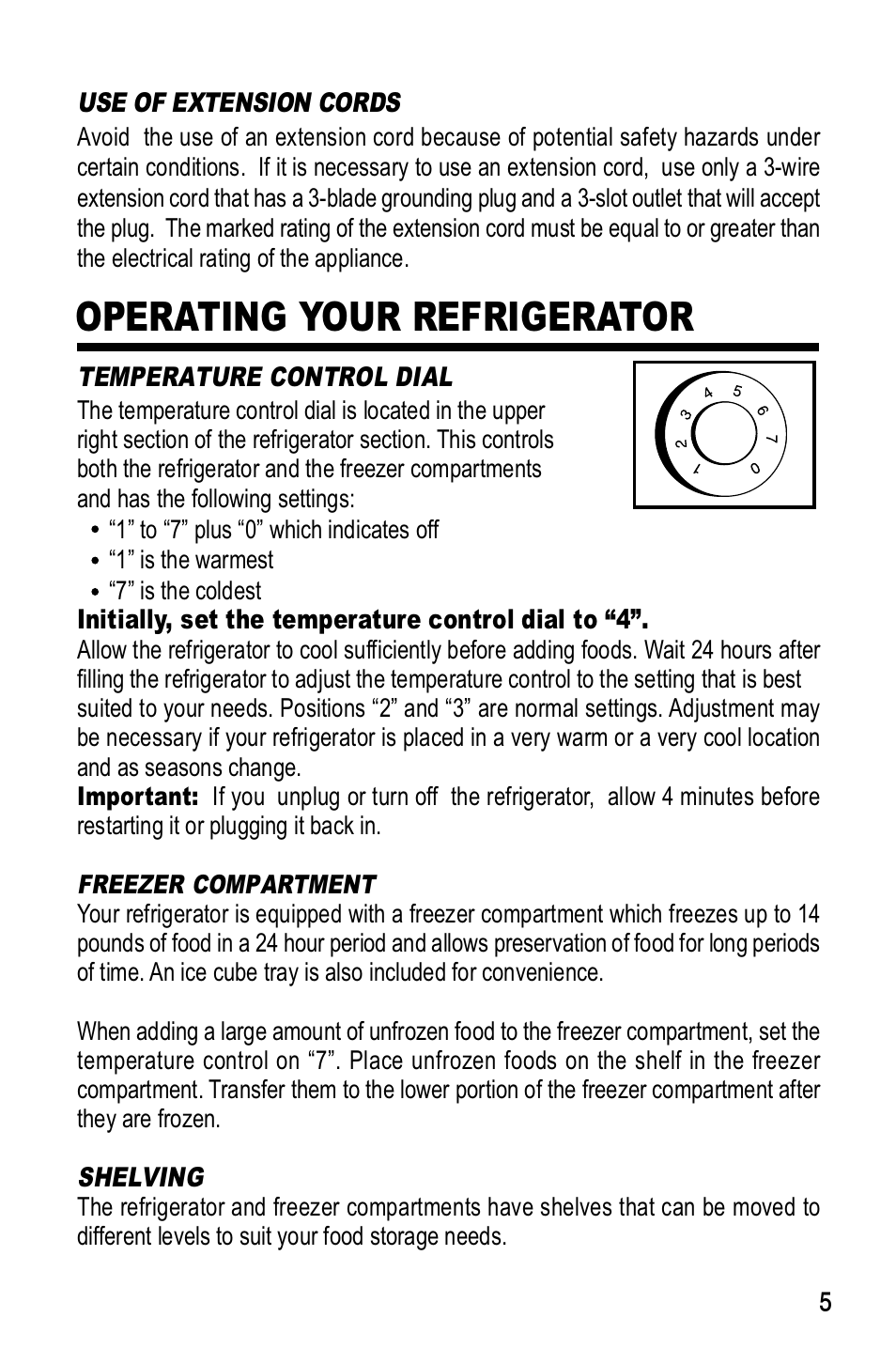 Operating your refrigerator | haier HRF-350U User Manual | Page 5 / 10