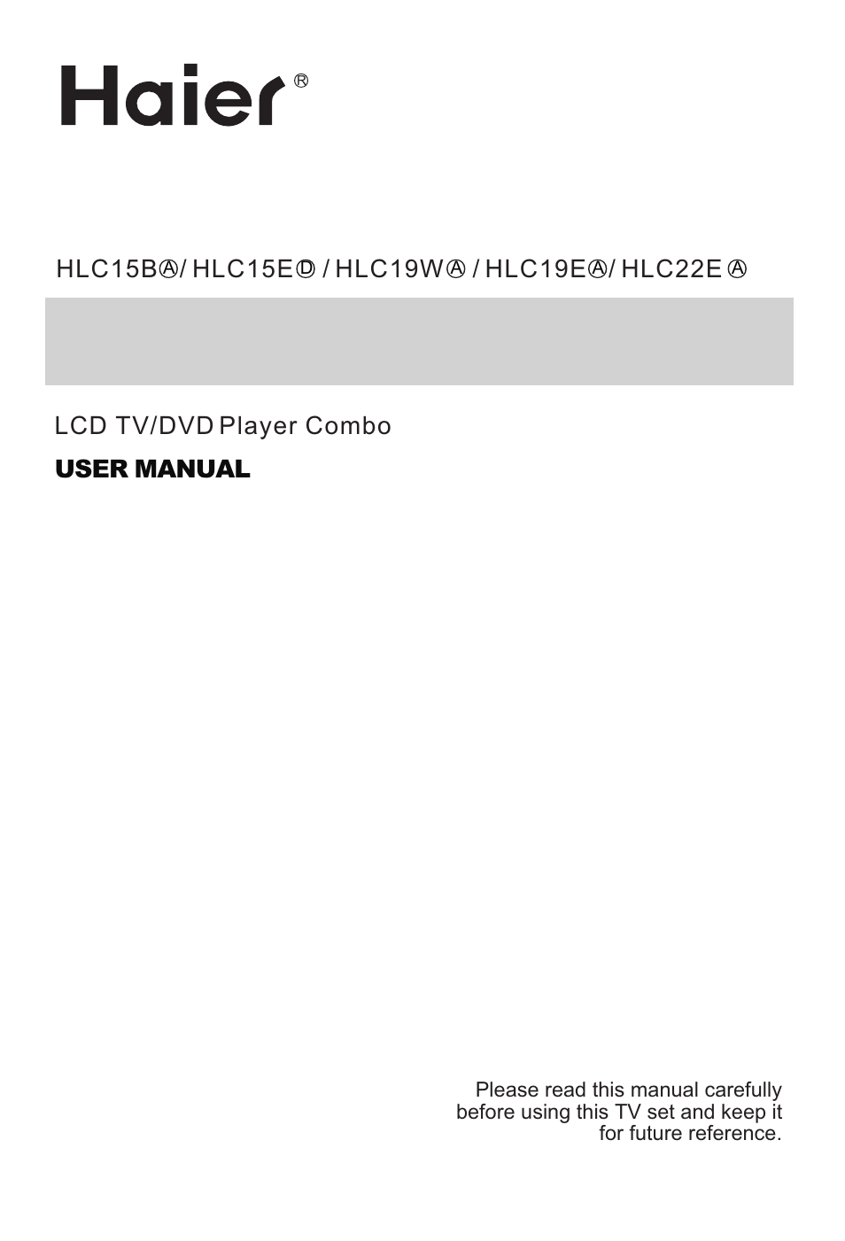 haier HLC19E User Manual | 43 pages