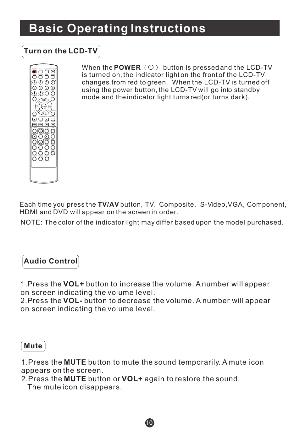 Basic operating instructions, Turn on the lcd-tv | haier HLC19E User Manual | Page 15 / 43