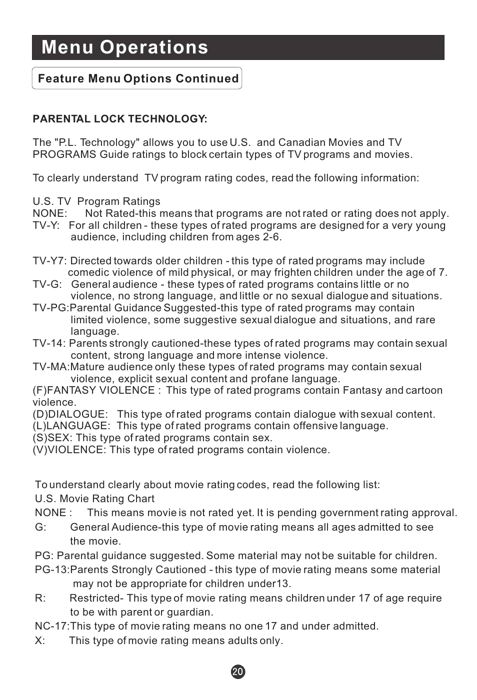 Menu operations | haier HLC19E User Manual | Page 25 / 43