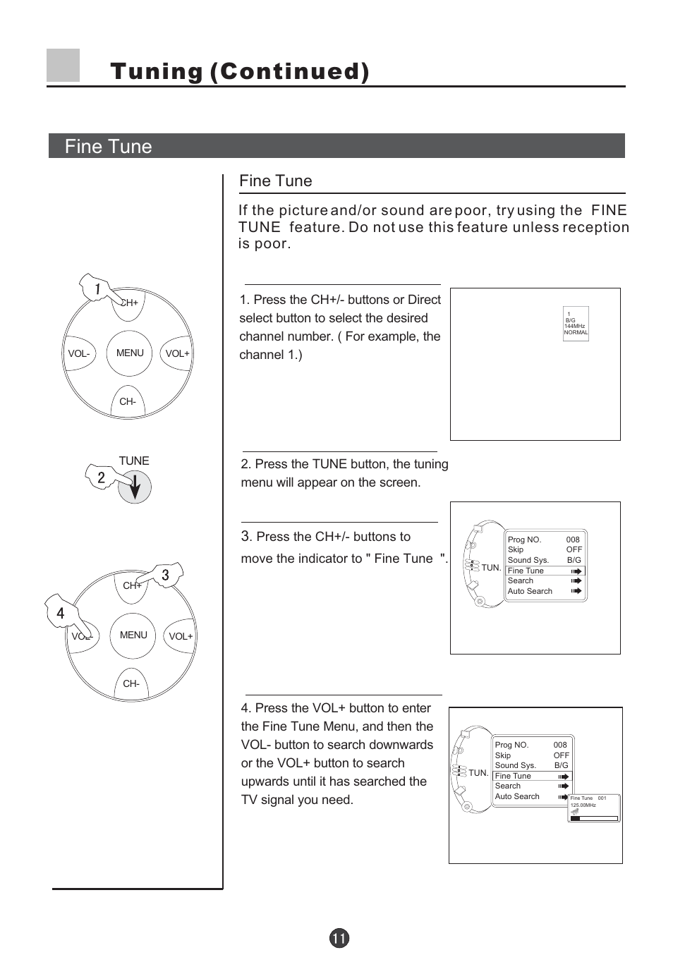 Tuning (continued), Fine tune | haier D29FV6-A User Manual | Page 13 / 41
