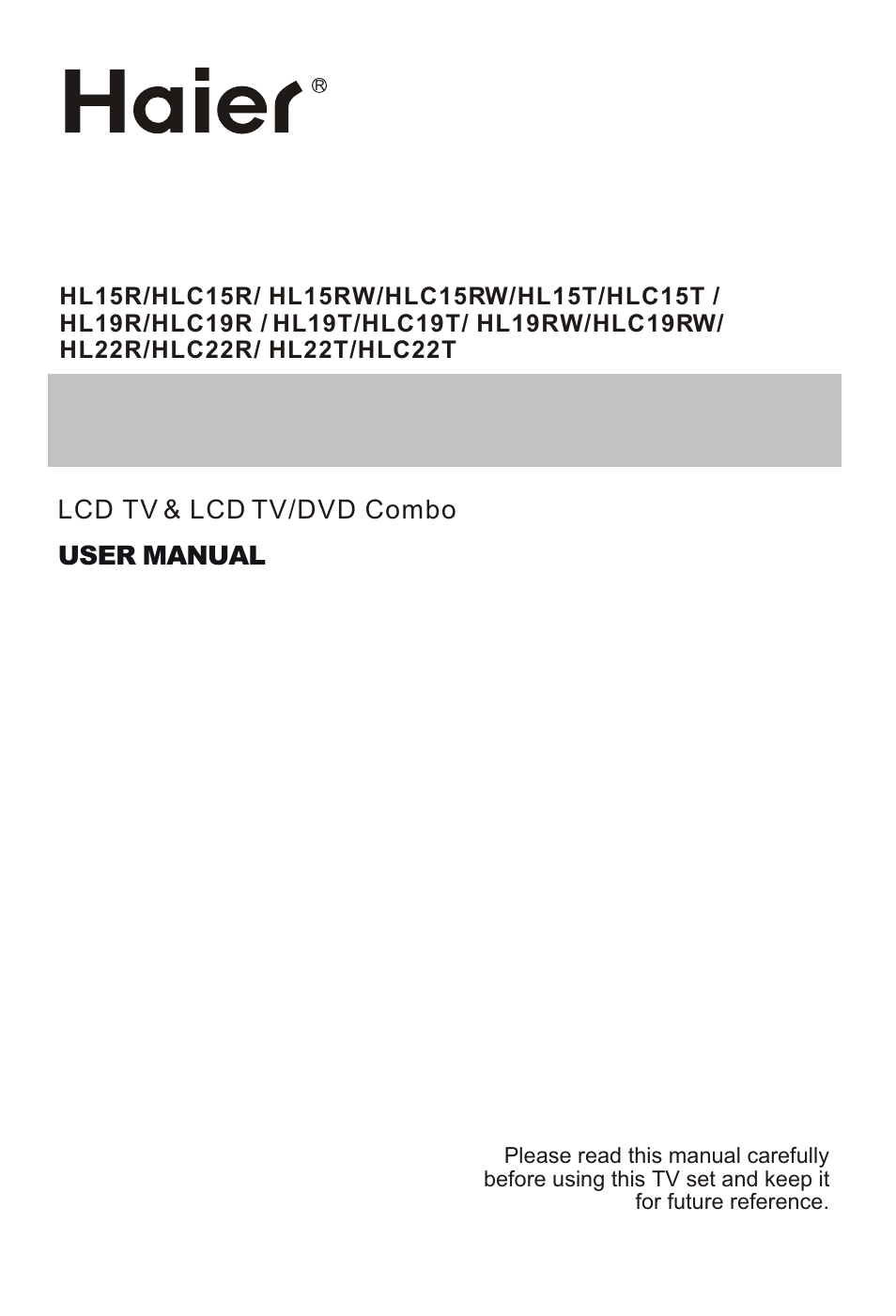 haier HLC19RW User Manual | 47 pages