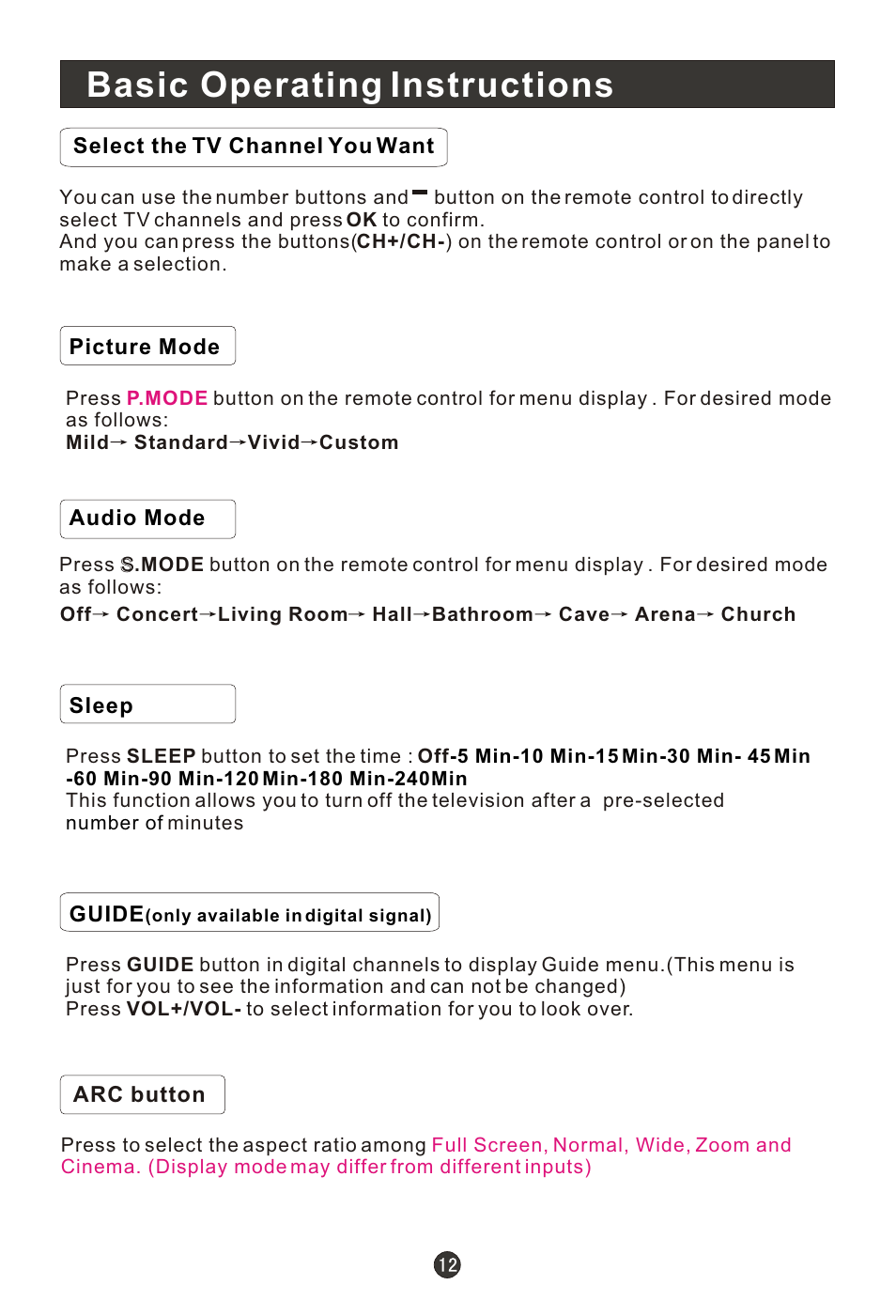 Т³гж 17, Basic operating instructions | haier HLC19RW User Manual | Page 17 / 47