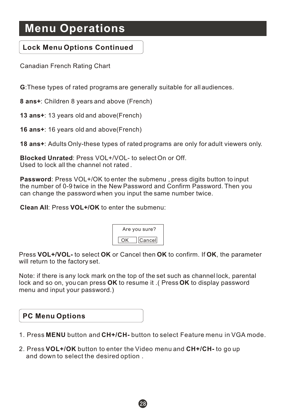 Т³гж 33, Menu operations | haier HLC19RW User Manual | Page 33 / 47