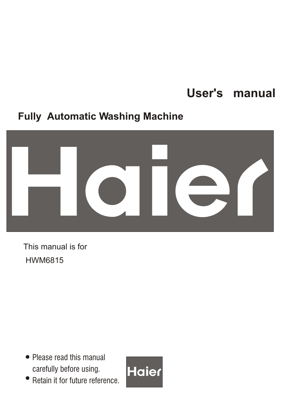 haier HWM6815 User Manual | 20 pages