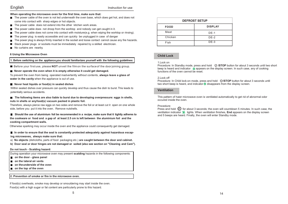 English | haier EO-2080EGV User Manual | Page 8 / 12