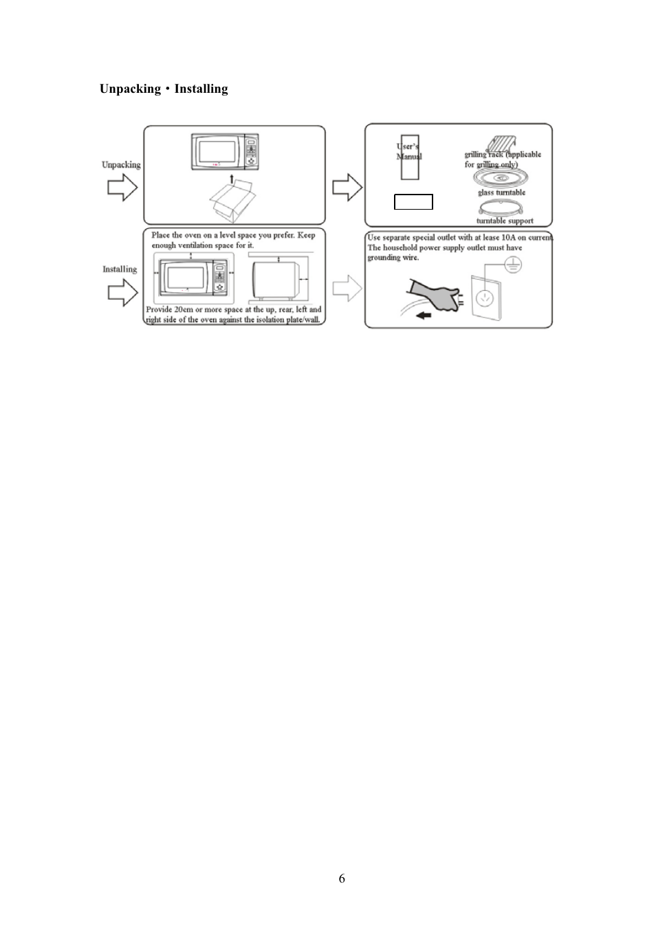 Unpacking g installing 6 | haier MA-2270EGC User Manual | Page 21 / 31