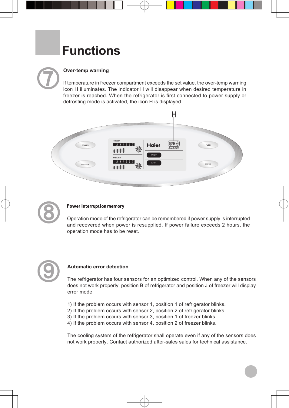 Functions | haier HRF-599FRASS User Manual | Page 13 / 32