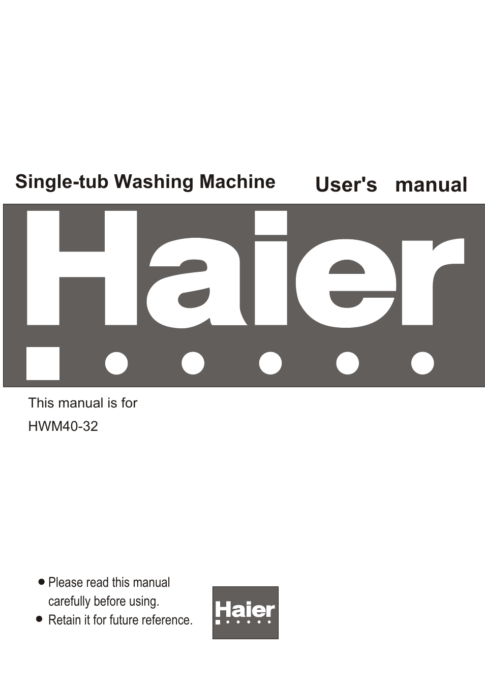 haier HWM40-32 User Manual | 12 pages