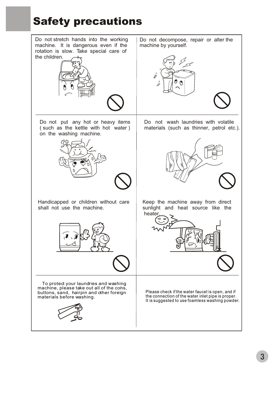 Safety precautions | haier HWM40-32 User Manual | Page 5 / 12