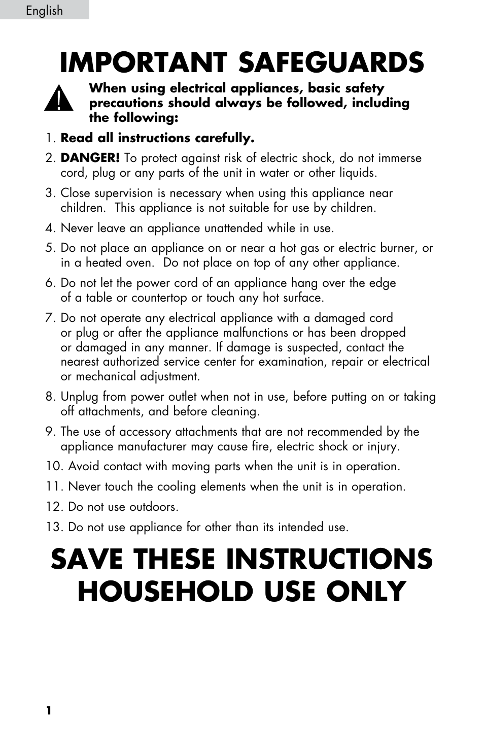 Important safeguards, Save these instructions household use only | haier HPIM25S User Manual | Page 2 / 39