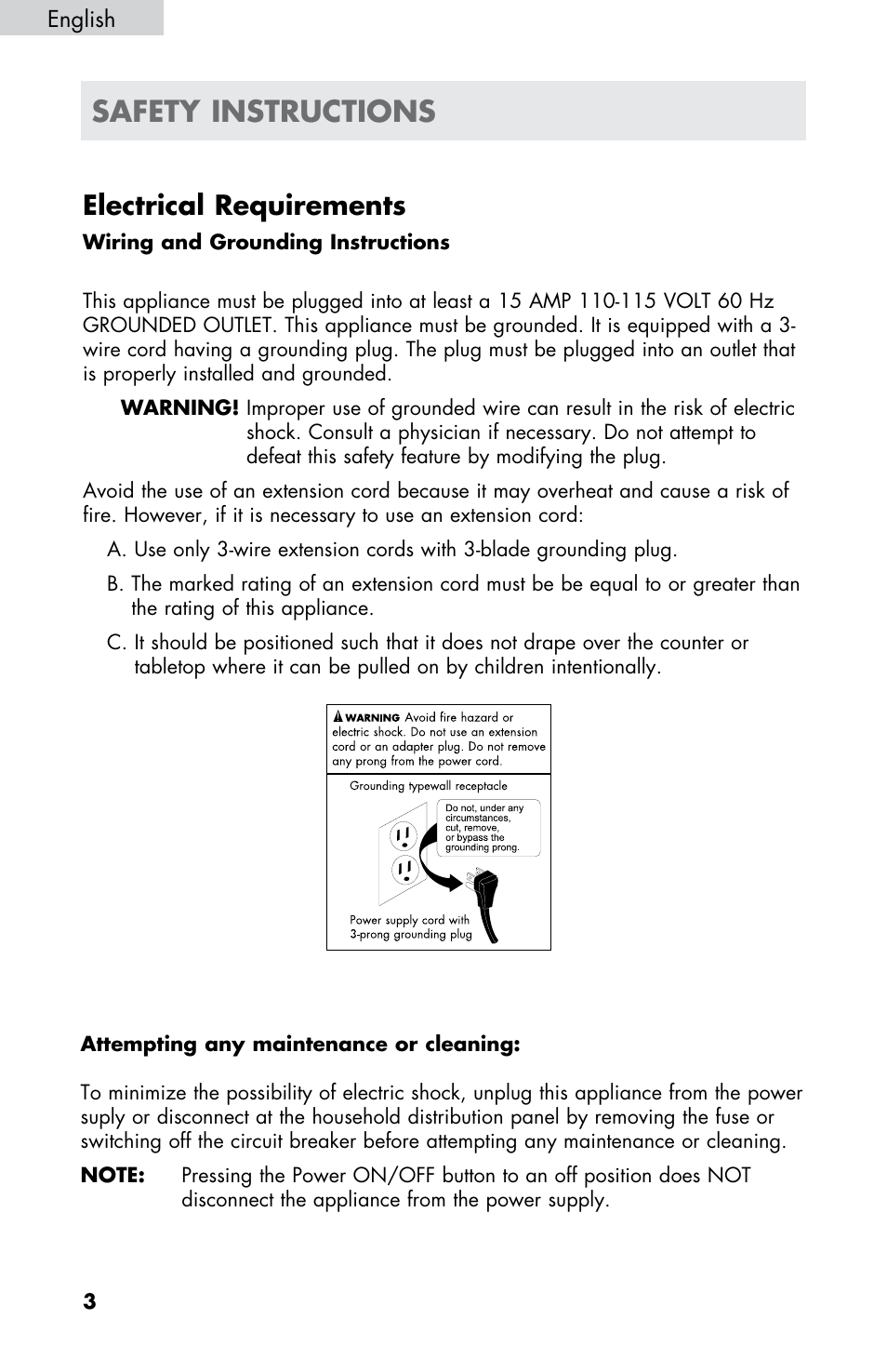 Safety instructions, Electrical requirements | haier HPIM25S User Manual | Page 4 / 39