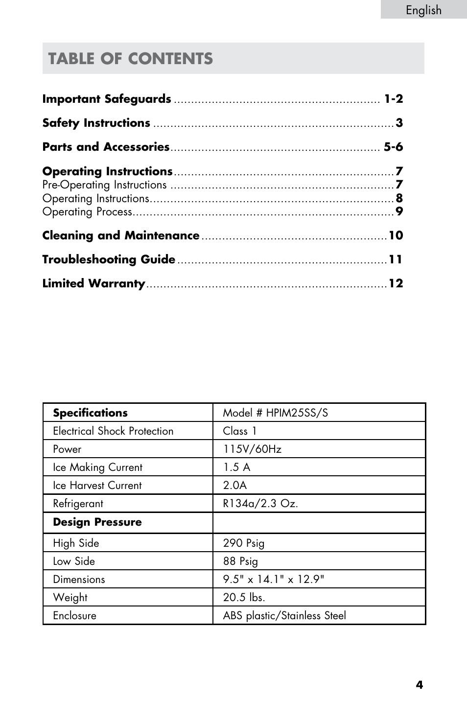 haier HPIM25S User Manual | Page 5 / 39