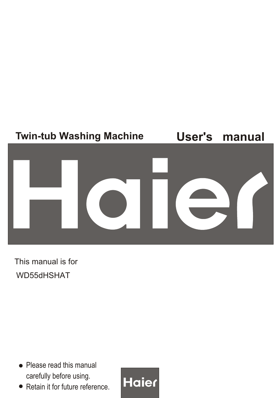 haier WD55dHSHAT User Manual | 19 pages