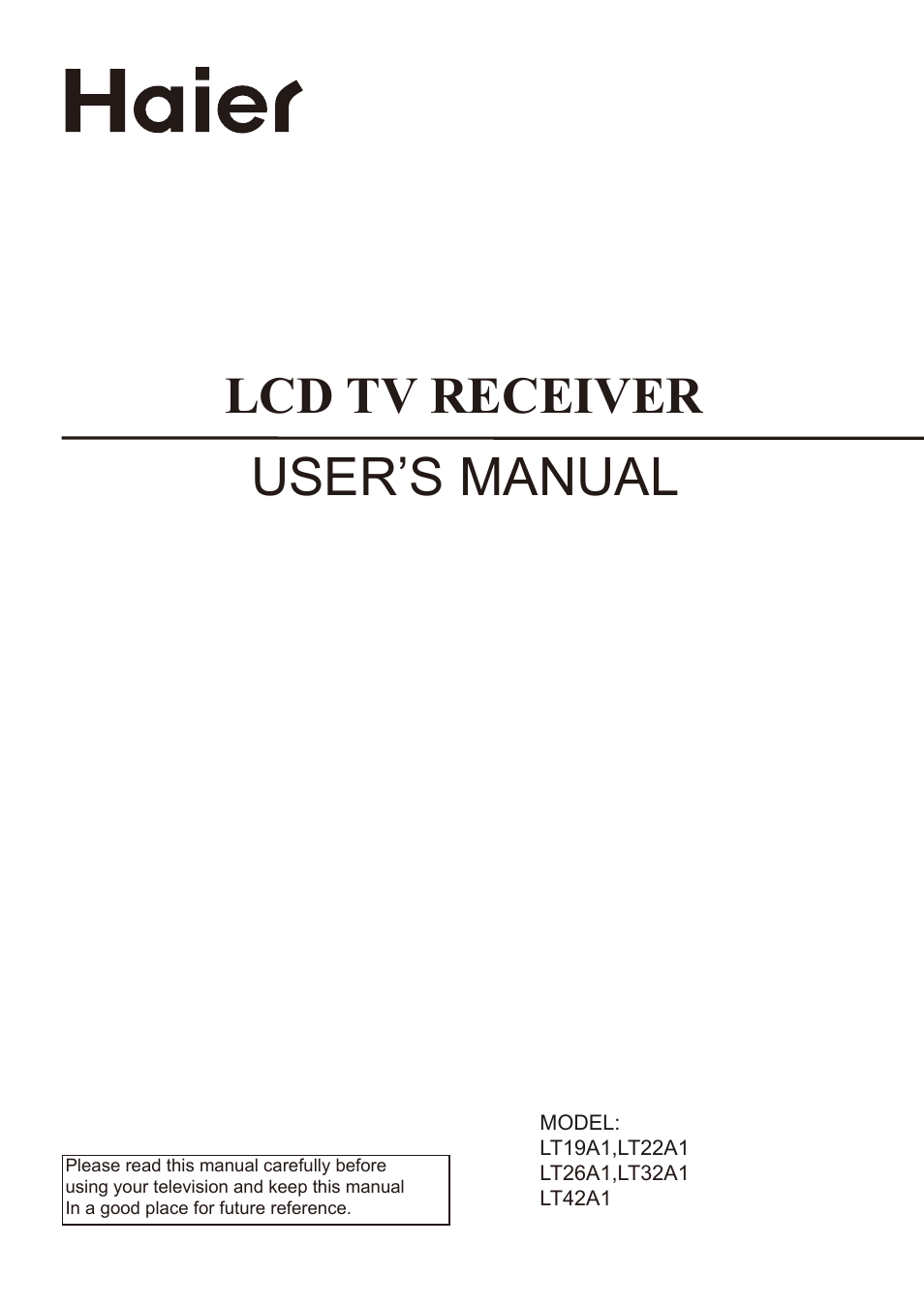 haier LT19A1 User Manual | 38 pages
