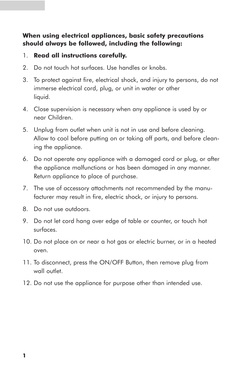 Important safeguards, Save these instructions, Household use only | haier HCS10B User Manual | Page 2 / 10