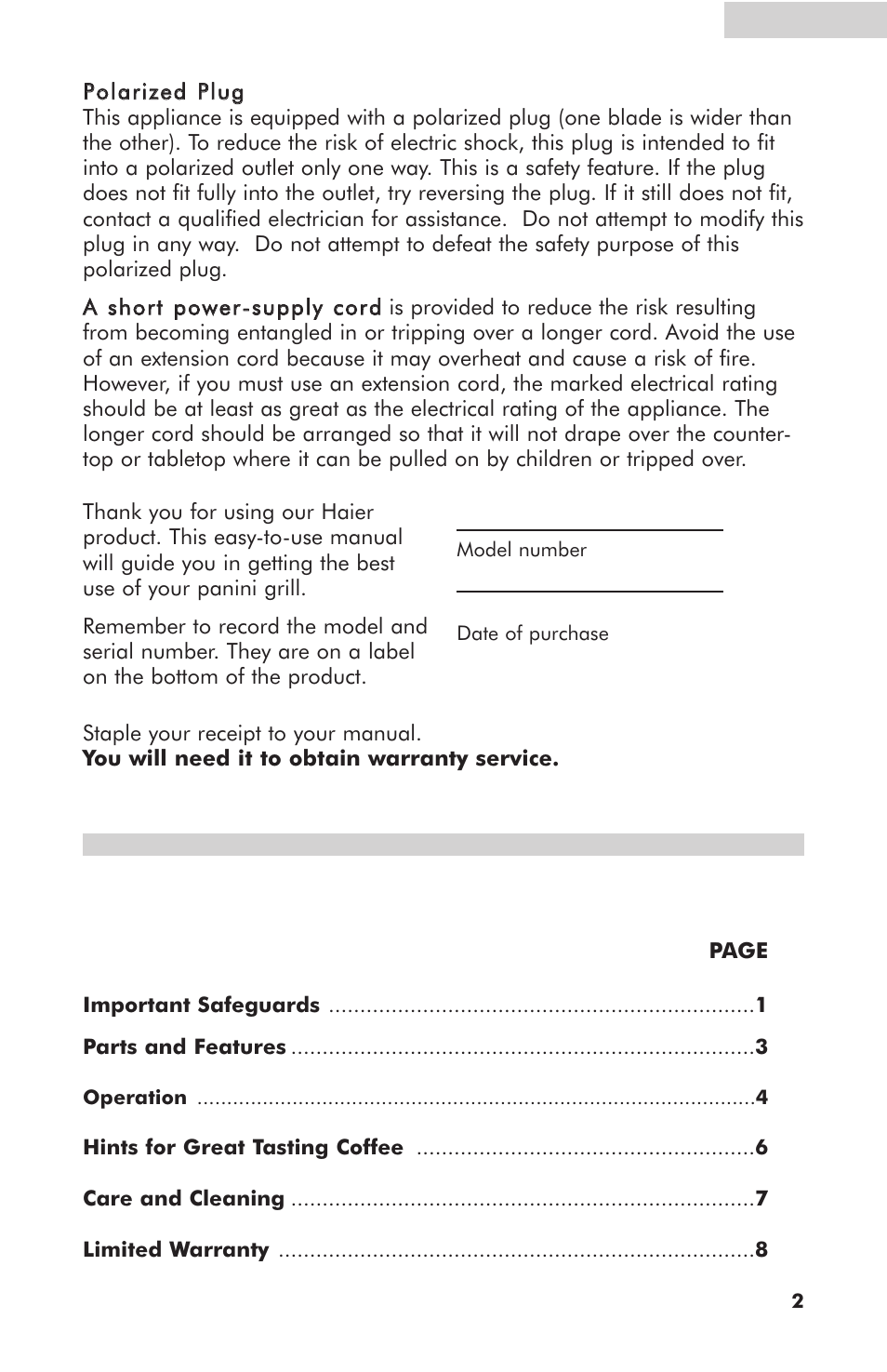 haier HCS10B User Manual | Page 3 / 10