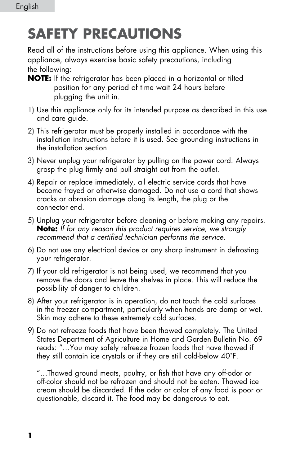Safety precautions | haier HNSE045 User Manual | Page 2 / 52