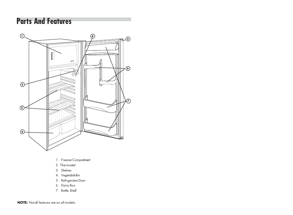 Parts and features | haier HR-245U User Manual | Page 2 / 8