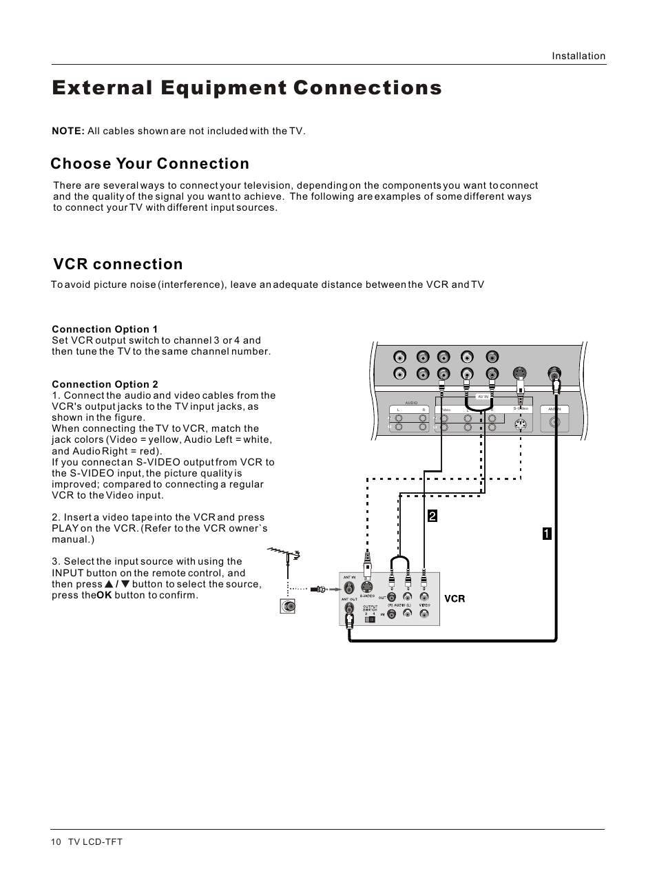 Т³гж 10, External equipment connections, Vcr connection | Choose your connection | haier HL42BG User Manual | Page 10 / 42