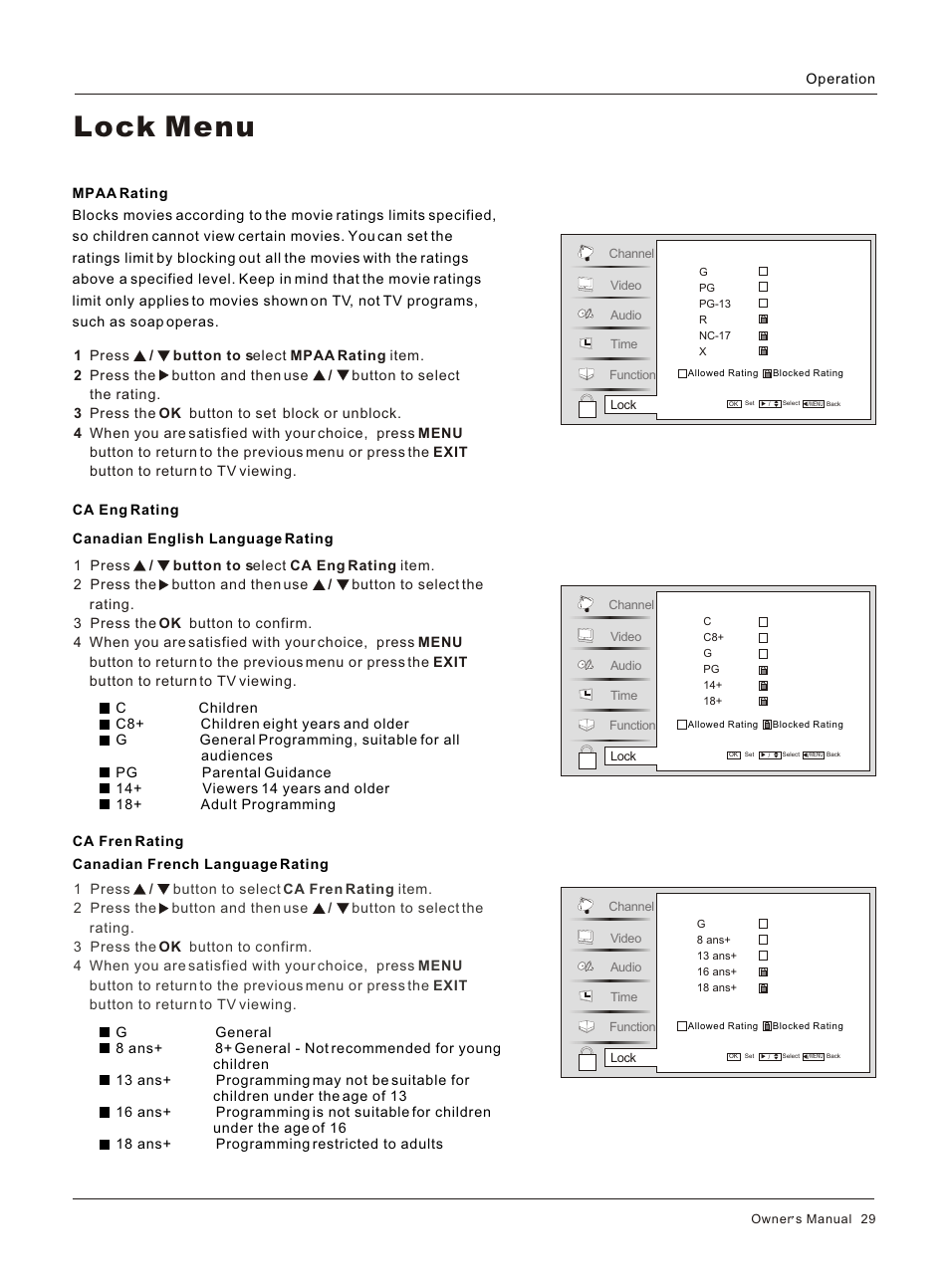 Т³гж 29, Lock menu | haier HL42BG User Manual | Page 29 / 42