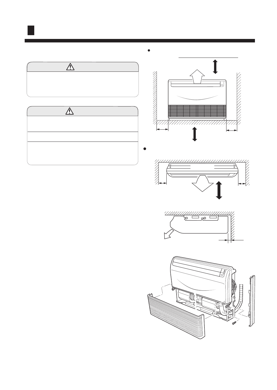 Installation procedures, Selecting the mounting position, Under ceiling | haier AC142XCERA User Manual | Page 10 / 26