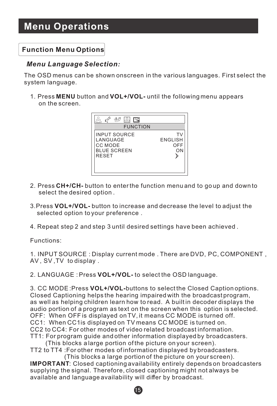 Menu operations | haier HLTDC19 User Manual | Page 20 / 39