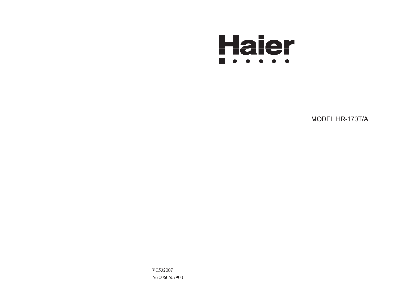 haier HR-170T/A User Manual | 5 pages