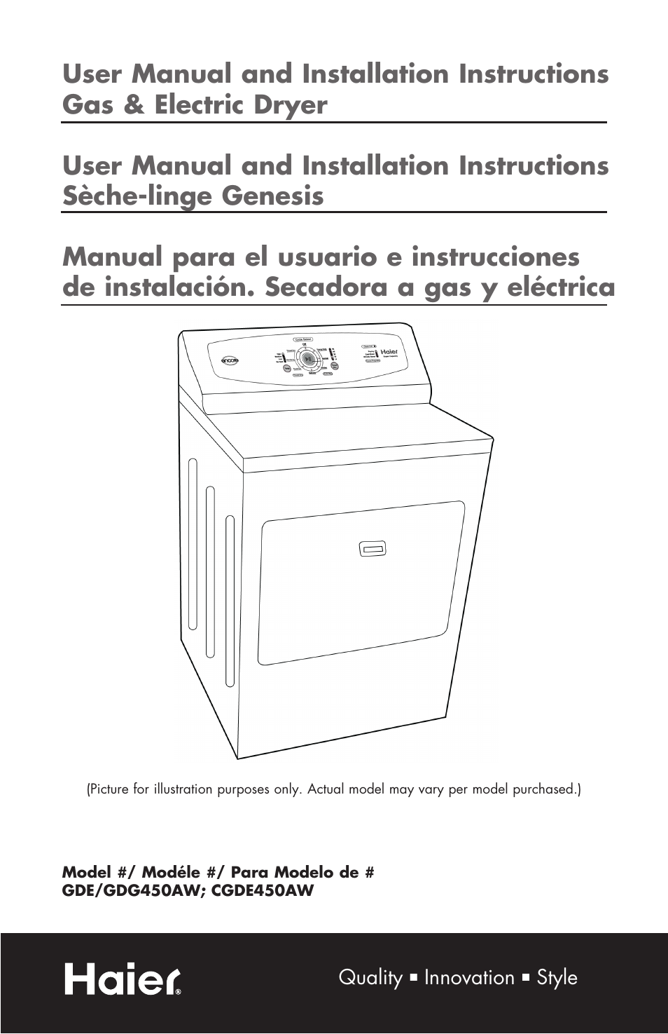 haier GDE/GDG450AW User Manual | 80 pages