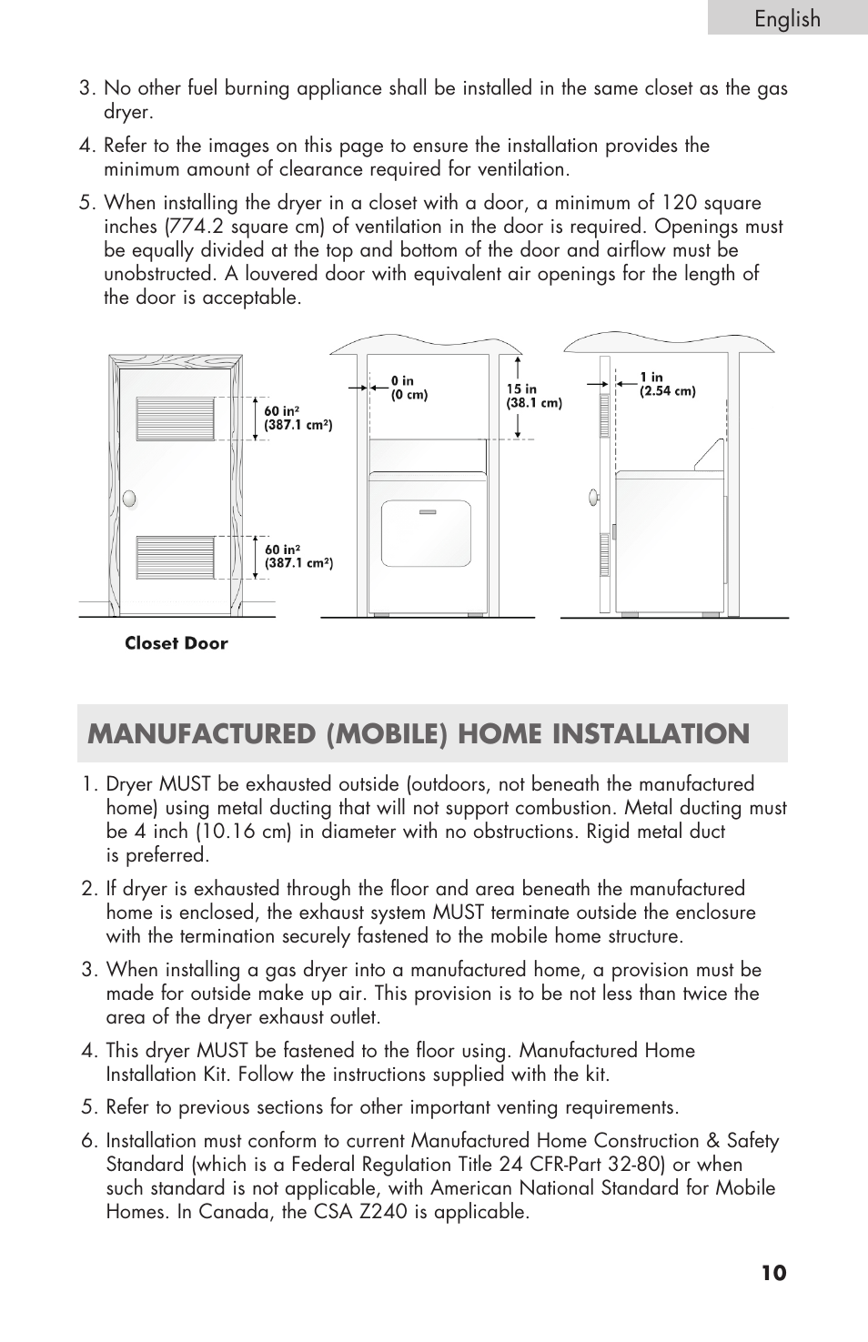 Manufactured (mobile) home installation | haier GDE/GDG450AW User Manual | Page 11 / 80